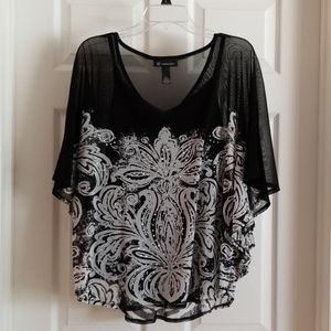 Black Sequin Mesh Top